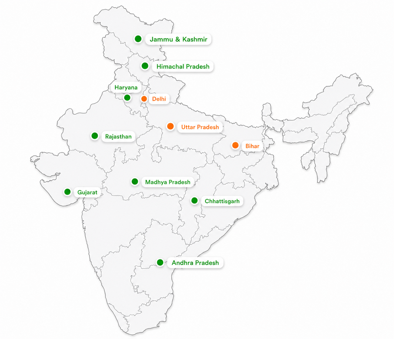India map showing Panna Industries reach